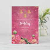 Invitation de mariage Digital Peacock mariage indi (Debout devant)