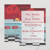 Invitation de mariage diner vintage rétro (Devant / Derrière)