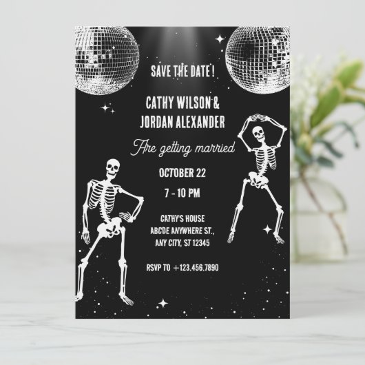 Invitation de mariage disco fête dansante de squel (Debout devant)