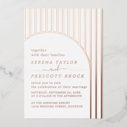 Invitation de Mariage d'or Rose minimum (Recto)