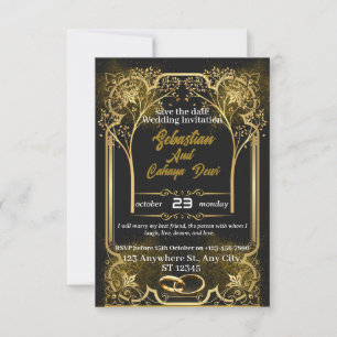 Invitation de mariage dorée