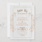 Invitation de mariage dorée et blanche (Devant)