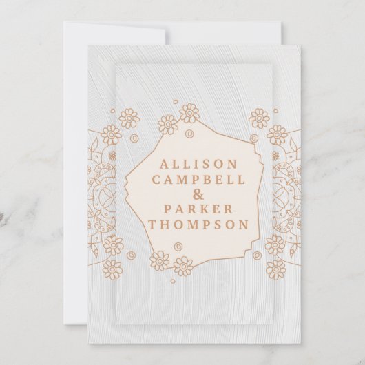 Invitation de mariage dorée et blanche (Dos)