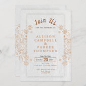 Invitation de mariage dorée et blanche (Devant / Derrière)