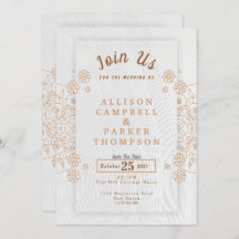 Invitation de mariage dorée et blanche