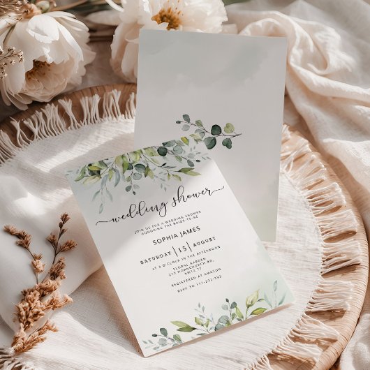 Invitation de mariage douche verdure eucalyptus
