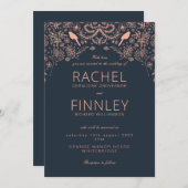 Invitation de mariage dramatique bleu marine et co (Devant / Derrière)