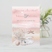 Invitation de mariage Dream Shore Beach Peach (Debout devant)