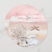 Invitation de mariage Dream Shore Beach Peach (Devant / Derrière)