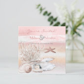 Invitation de mariage Dream Shore Beach Peach (Debout devant)