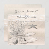 Invitation de mariage Dream Shore Beach Sepia (Devant / Derrière)