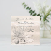 Invitation de mariage Dream Shore Beach Sepia (Debout devant)