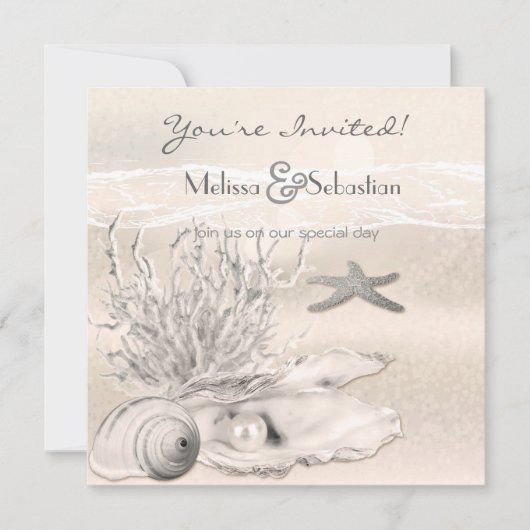 Invitation de mariage Dream Shore Beach Sepia (Devant)