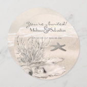 Invitation de mariage Dream Shore Beach Sepia (Devant / Derrière)