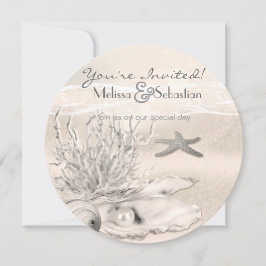 Invitation de mariage Dream Shore Beach Sepia (Devant)