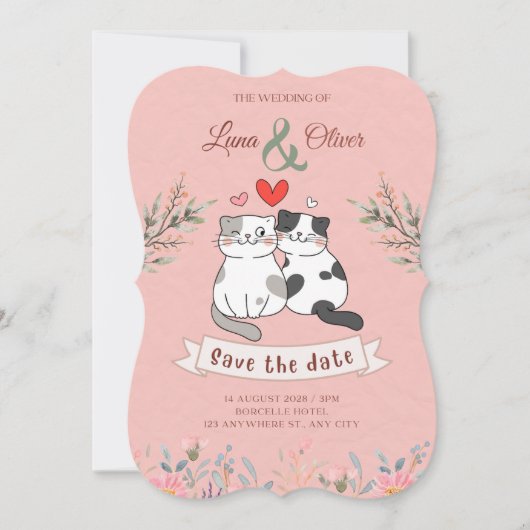 Invitation de mariage drôle pour chat  (Devant)