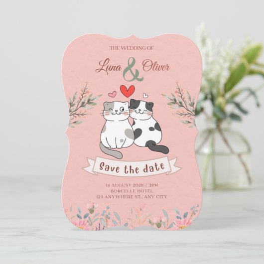 Invitation de mariage drôle pour chat  (Debout devant)