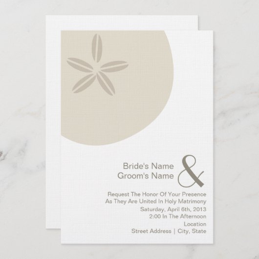 Invitation de mariage du dollar de sable de jeune (Devant / Derrière)