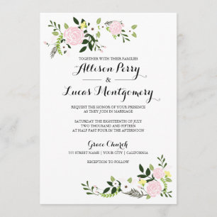 Invitation de mariage du jardin floral - blanc