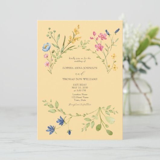 Invitation de mariage du printemps jaune (Debout devant)