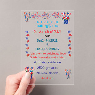 Invitation de mariage du quatre juillet avec des c
