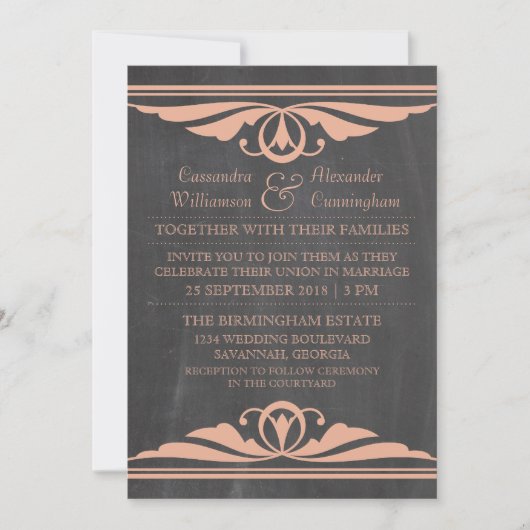Invitation de mariage du tableau de bord corail dé (Devant)
