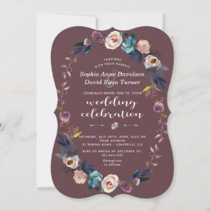Invitation de mariage Dusty Blue Floral Wreath M