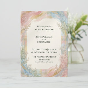 Invitation de mariage écossais Tartan Floral Chard