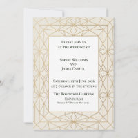 Invitation de mariage écossaise Art Déco en or