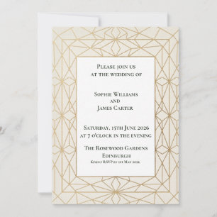 Invitation de mariage écossaise Art Déco en or