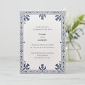 Invitation de mariage écossaise Blue Thistle Corne (Debout devant)