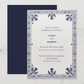 Invitation de mariage écossaise Blue Thistle Corne (Devant / Derrière)
