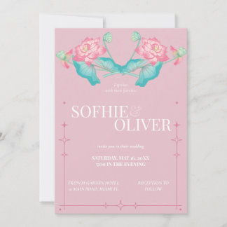 Invitation de mariage Élégance Fleur de Lotus Rose