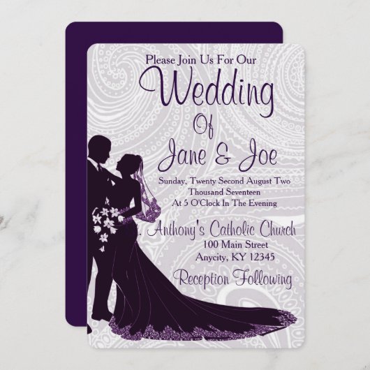 Invitation de mariage élégant (Devant / Derrière)