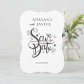 Invitation de mariage élégant blanc minimaliste (Debout devant)