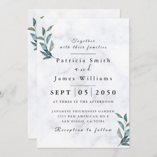 Invitation de mariage élégant - Mariage rustique (Devant / Derrière)