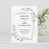 Invitation de mariage élégant moderne avec fleurs (Debout devant)