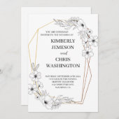 Invitation de mariage élégant moderne avec fleurs (Devant / Derrière)