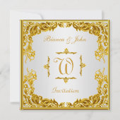 Invitation de mariage élégant or (Devant)