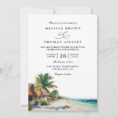 Invitation de mariage élégant plage Cancun Mexique (Devant)