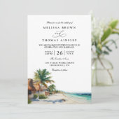 Invitation de mariage élégant plage Cancun Mexique (Debout devant)