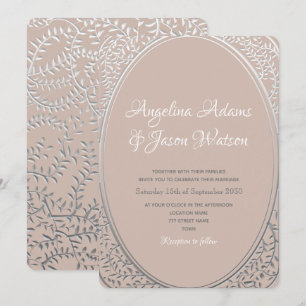 Invitation de mariage élégant rose et argent