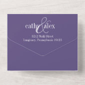 Invitation de mariage élégant, tout-en-un violet (Verso)