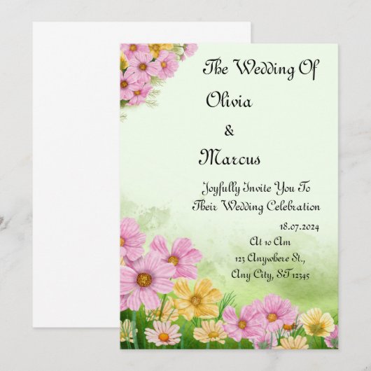 Invitation de mariage élégante (Devant / Derrière)