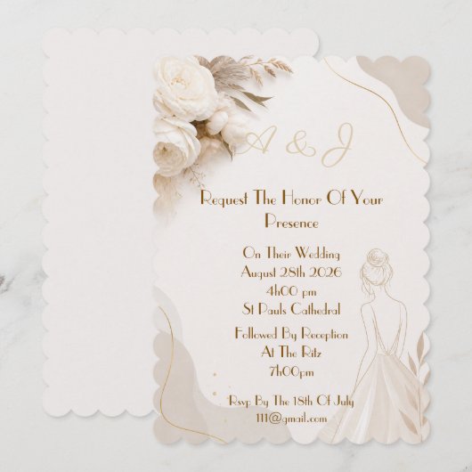 Invitation de mariage élégante (Devant / Derrière)
