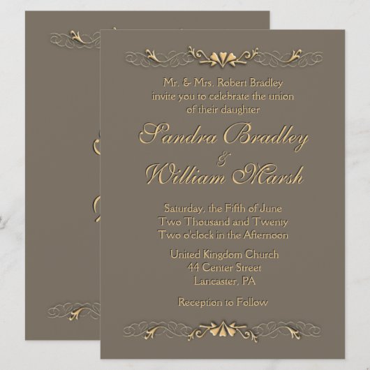 Invitation de mariage élégante (Devant / Derrière)