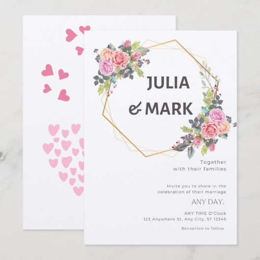 Invitation de mariage élégante  (Devant / Derrière)