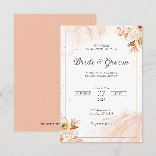 Invitation de mariage élégante (Devant / Derrière)