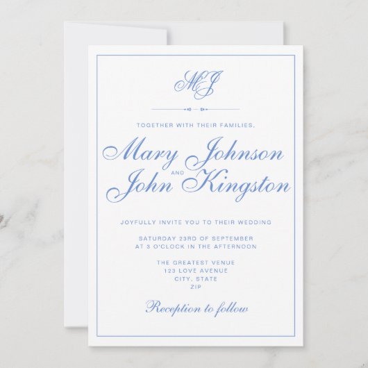 Invitation de mariage élégante (Devant)