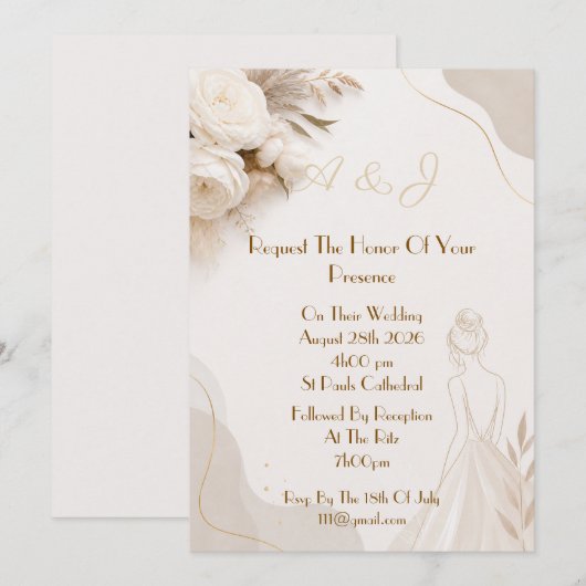 Invitation de mariage élégante (Devant / Derrière)